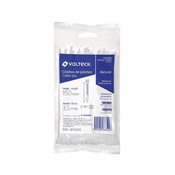 Cincho Plástico Volteck 15 cm Natural Tensión 18.14 kg 50 pz