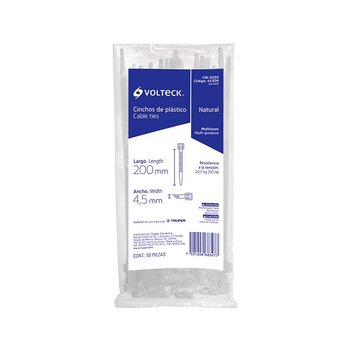 Cincho Plástico Volteck 20 cm Natural 50 pz