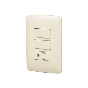 Placa Armada Volteck 1 Contacto 2 Apagadores Sencillos