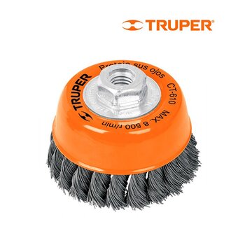 Carda Copa Alambre Trenzado Fino 3 pulg Truper 5/8