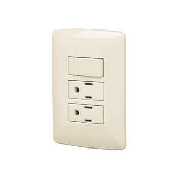 Placa Armada Volteck 2 Contactos 1 Apagador Sencillo