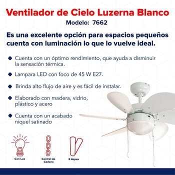 Ventilador de Cielo Luzerna Blanco Veker