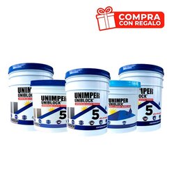 Paq impermeabilizante Unimper 5años bco 3 cubetas gratis 1 gorra