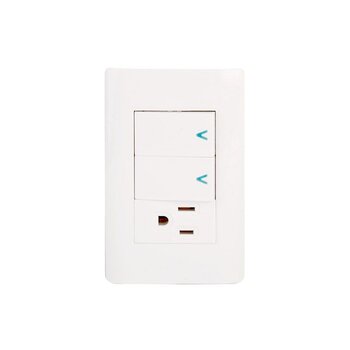 Placa 2 Apagadores Sencillos 1 Contacto Lucek Bco mod. BA19B