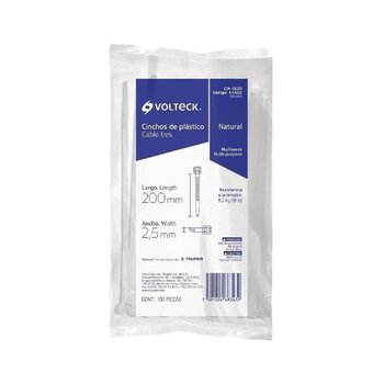 Cincho Plástico Volteck 20 cm Natural Tensión 8 kg 100 pz