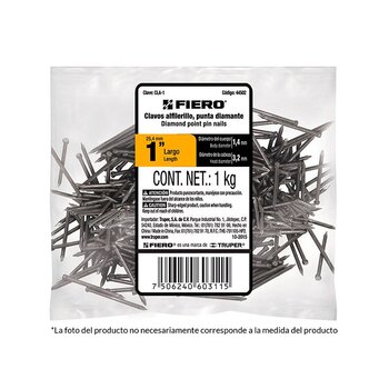 Clavo Alfilerillo sin Cabeza Truper 1 pulg 1 kg