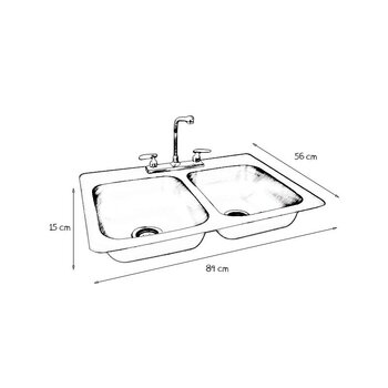 Fregadero Eb Técnica 84 x 56 cm 2 Tinas M11022