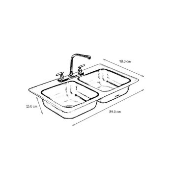 Fregadero M11019 Empotrar Marca Eb Técnica 84 X 48 cm 2 Tinas