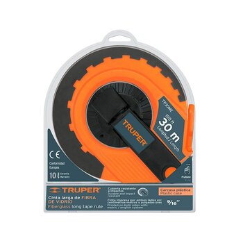 Flexómetro Cinta Fibra Vidrio Carcasa Plástica Truper 30 m