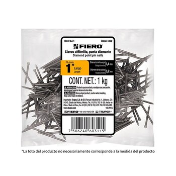 Clavo Alfilerillo sin Cabeza Truper ¾ pulg Fiero 1 kg