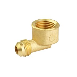 Codo Estufa Latón Gas Flare 3/8 x 1/2 pulg 90 Grados