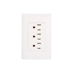 Placa 3 Contactos Polarizados Lucek Blanco modelo BA08B