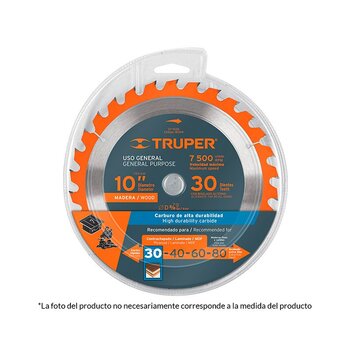 Disco Sierra Madera 40 Dientes Truper 10 pulg Centro 5/8