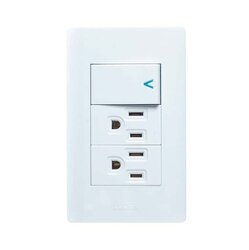 Placa 1 Apagador Sencillo 2 Contactos Lucek Bco mod BA20B