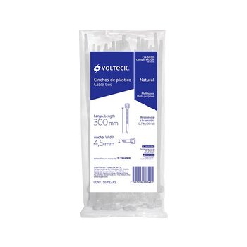 Cincho Plástico Volteck Transparente 30 cm