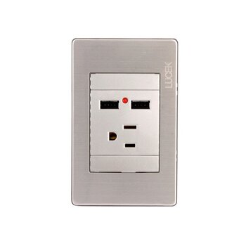 Placa 2 Tomas USB Contacto Sencillo marca Lucek modelo BP05MP