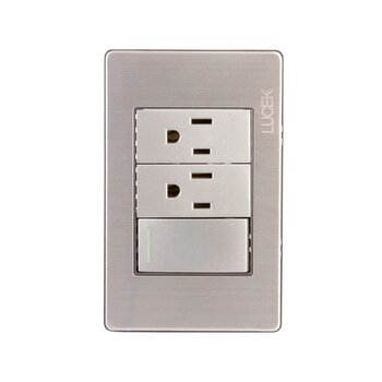 Placa 1 Apagador Sencillo 2 Contactos Lucek modelo BP20MP