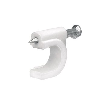 Grapa Curva Cable Coaxial Volteck 20 pz Blanca