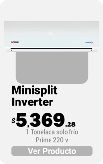 Aire Acondicionado Minisplit Inverter Prime 1 Ton Solo Frio 220V