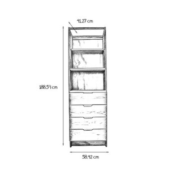 Cajonera De Pino 2 Entrepaños 4 Cajones