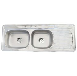 Fregadero marca Eb Técnica 144 x 54 cm 2 Tinas 1 Escurridor