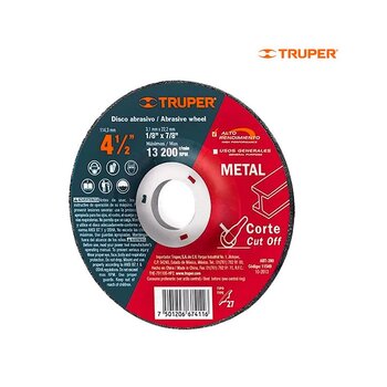 Disco Corte Metal Truper 4½ Alto Rendimiento