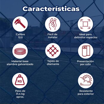 Malla Ciclónica Forrada DeAcero 1.75 x 20 ML Cal 12.5