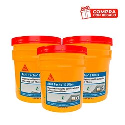 Paq impermeab Acril techo Sika Ult 5años bco 3cub grat 1 hielera