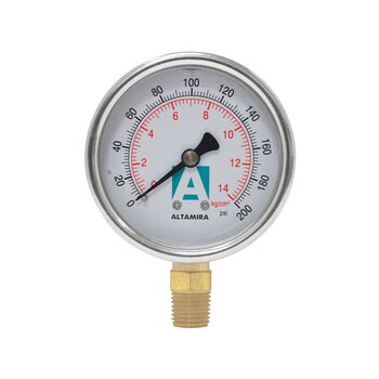 Manómetro Glicerina 0-200 psi ¼ Macho Altamira