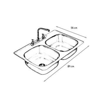 Fregadero EB Técnica 84 cm x 56 cm 2 Tinas C110