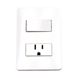 Placa 1 Apagador Sencillo 1 contacto 2P+T Unno Blanco