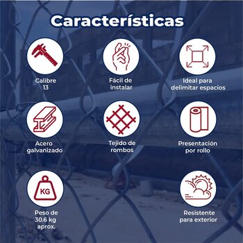 Malla Ciclónica Galvanizada DeAcero 1.50 x 20 ML Cal 13
