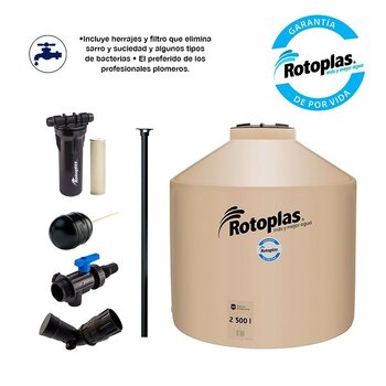 Tinaco Rotoplas Beige 2500 L Filtro y Herrajes 1.55 x 1.60 m
