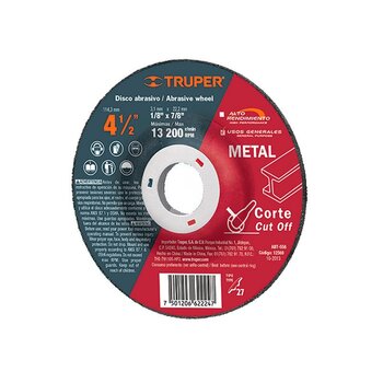 Disco Corte Metal Truper 4½ pulg