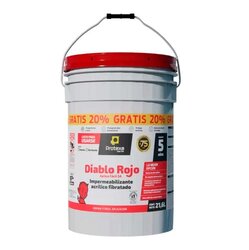 Impermeabilizante Acrílico Fibratado Diablo Rojo Blanco 21.6 Lt