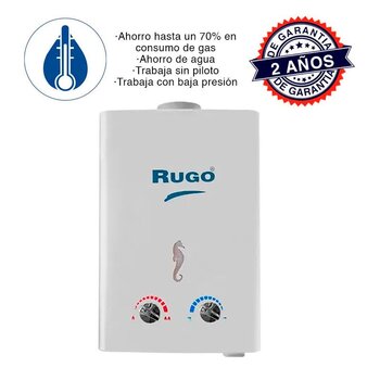 Calentador de Paso Instantáneo Rugo Gas Lp 12 l